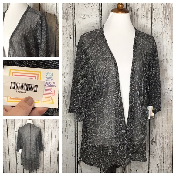 LuLaRoe Other - Lularoe black and silver Lindsay kimono NWT